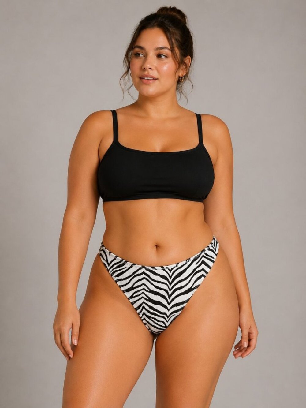 Shade & Shore Wild Fable LARGE 12-14 Black & White Zebra Print Two-Piece Bikini